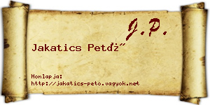 Jakatics Pető névjegykártya